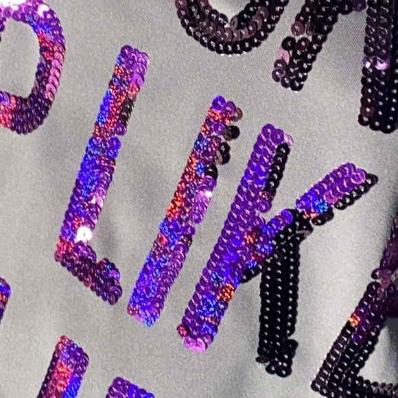 M - JUICY COUTURE - sequin I WOKE UP LIKE THIS grey / purple sweater - Picture 11 of 16